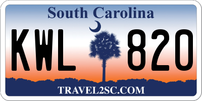 SC license plate KWL820
