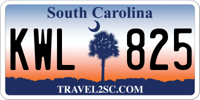 SC license plate KWL825