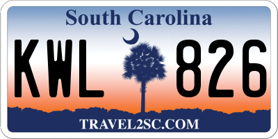 SC license plate KWL826