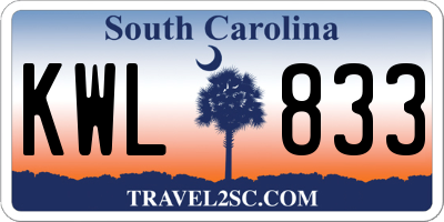 SC license plate KWL833