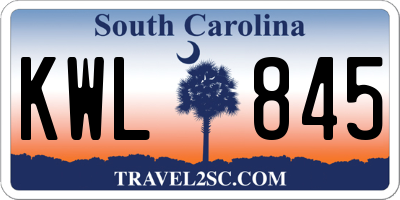 SC license plate KWL845