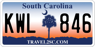SC license plate KWL846