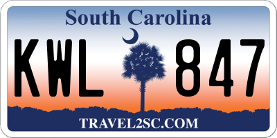SC license plate KWL847