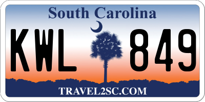 SC license plate KWL849