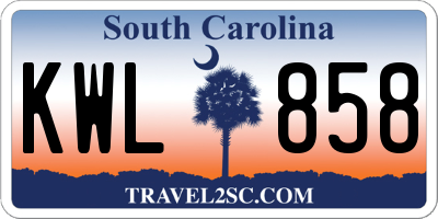 SC license plate KWL858