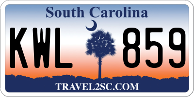 SC license plate KWL859