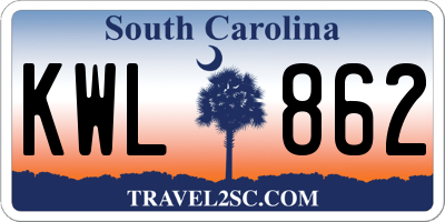 SC license plate KWL862