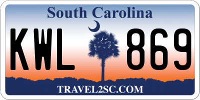SC license plate KWL869
