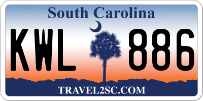 SC license plate KWL886
