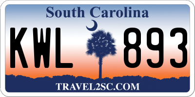 SC license plate KWL893