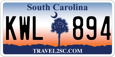 SC license plate KWL894