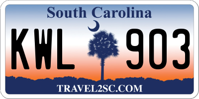 SC license plate KWL903