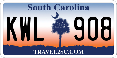 SC license plate KWL908