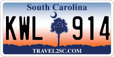 SC license plate KWL914