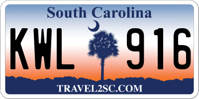 SC license plate KWL916