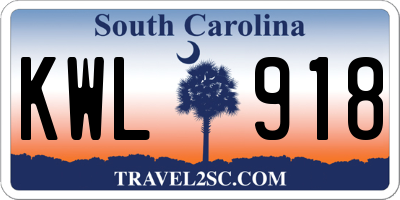 SC license plate KWL918