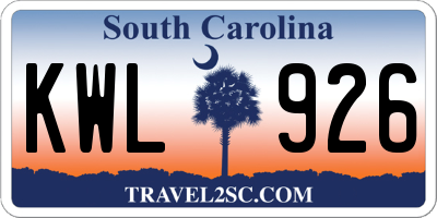 SC license plate KWL926