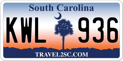 SC license plate KWL936