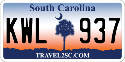 SC license plate KWL937