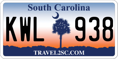 SC license plate KWL938