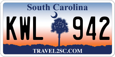 SC license plate KWL942