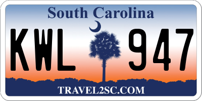 SC license plate KWL947