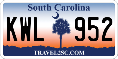 SC license plate KWL952