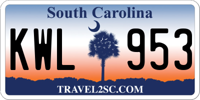 SC license plate KWL953