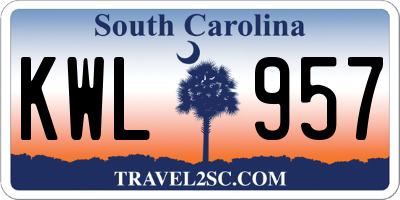 SC license plate KWL957