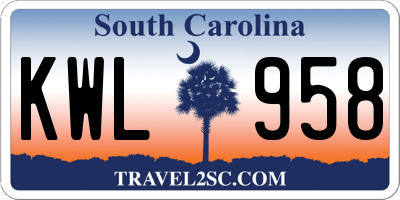 SC license plate KWL958