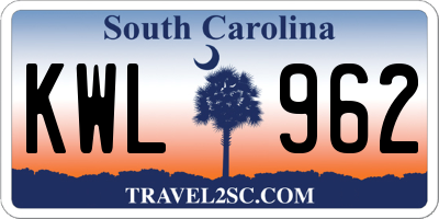 SC license plate KWL962