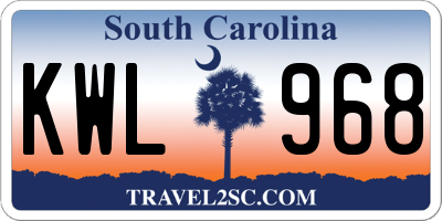 SC license plate KWL968