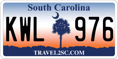 SC license plate KWL976