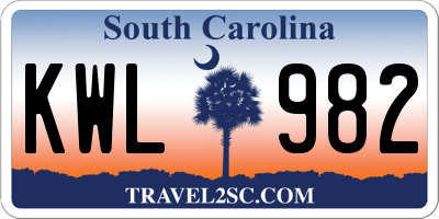 SC license plate KWL982