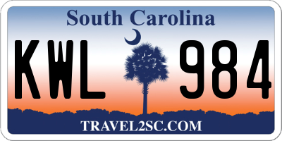 SC license plate KWL984