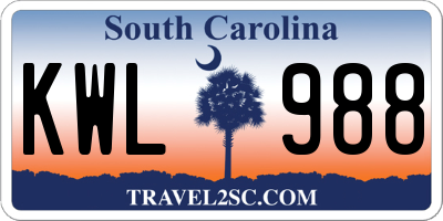 SC license plate KWL988