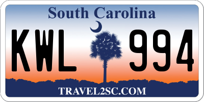 SC license plate KWL994
