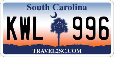 SC license plate KWL996