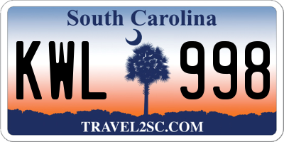 SC license plate KWL998