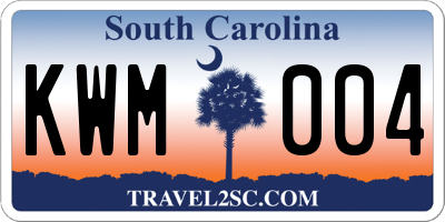 SC license plate KWM004