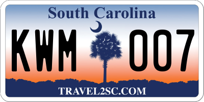 SC license plate KWM007