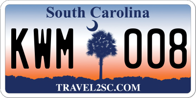 SC license plate KWM008