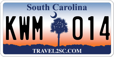 SC license plate KWM014