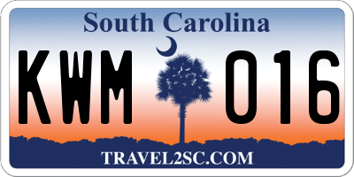 SC license plate KWM016