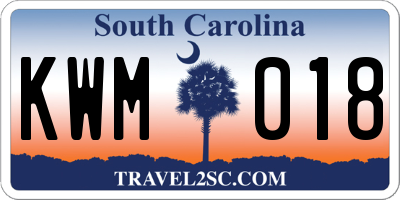 SC license plate KWM018