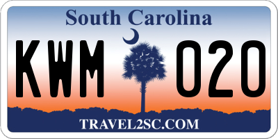 SC license plate KWM020