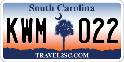 SC license plate KWM022