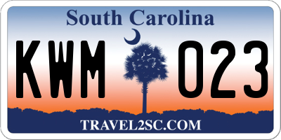 SC license plate KWM023
