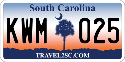 SC license plate KWM025