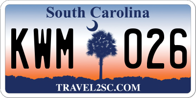 SC license plate KWM026